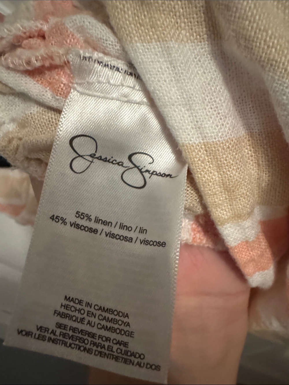 Jessica Simpson Peach & Cream Striped Straight-Leg Pants - Picture 3 of 5